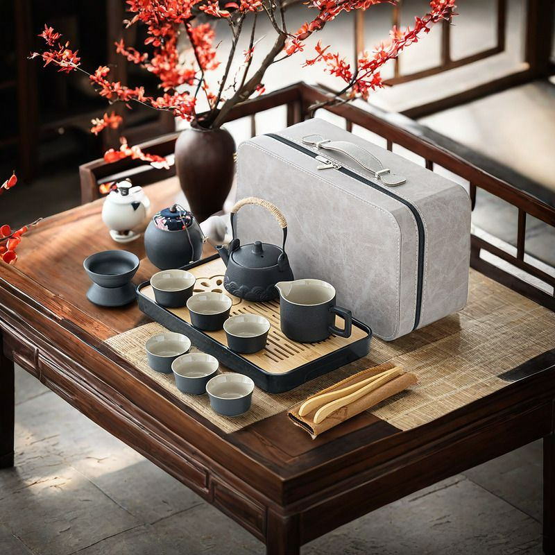 Chinese Black Pottery Tea Sets - A Convenient Travel-Friendly Set Of High-End Tea Sets In A Gift Box