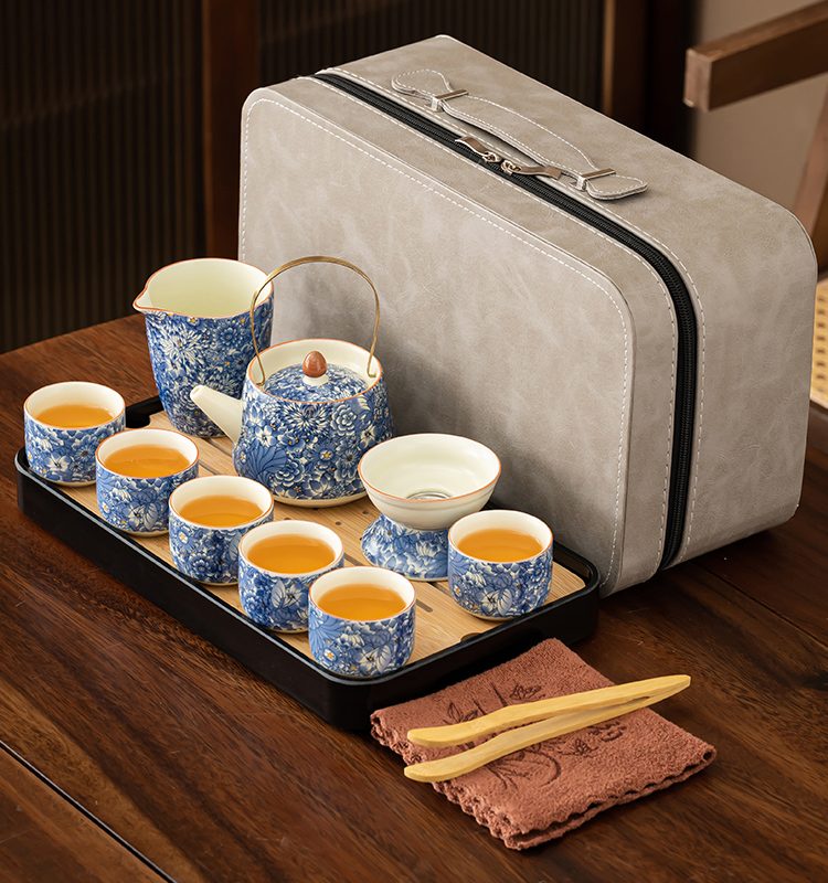 Elegant And Classic-Style Tea Sets Made Of Flower-Like Wax-Like Porcelain, Featuring A Fresh And Beautiful Style Portable Travel Set Of Tea Sets