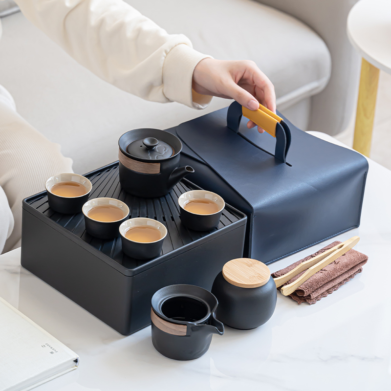 Ceramic Outdoor Travel Gongfu Tea Set Ceramic Tea Cups Enterprise Business Activity Souvenir Gift