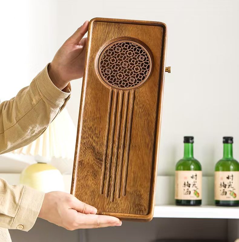 Chinese-Style Walnut Rectangle Full-Plate Molding Dand-Polished Tea Tray High-End Solid Walnut Rectangular Tea Tray
