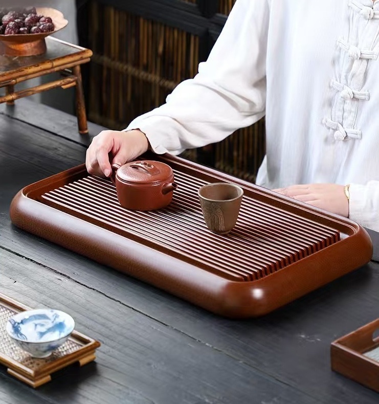 German High-Density Bakelite Tea Tray Handcrafted Meticulously Polished Tea Tray With Deep Water Trough With A Lustrous Patina