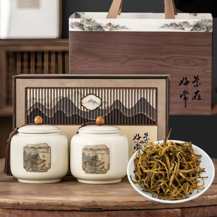 Chinese Organic Black Tea 300g Gift Box Organic Golden Dragon Red Bud Black Tea High-end Organic Black Tea with Chocolate Flavor