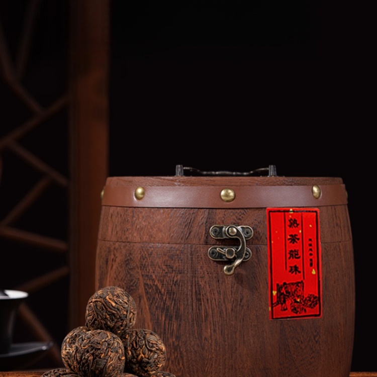 10-Year Aged Ripe Pu'er Dragon Balls – 500g, Chinese-Style Wood Barrel Pack (EU/USA Delivery)